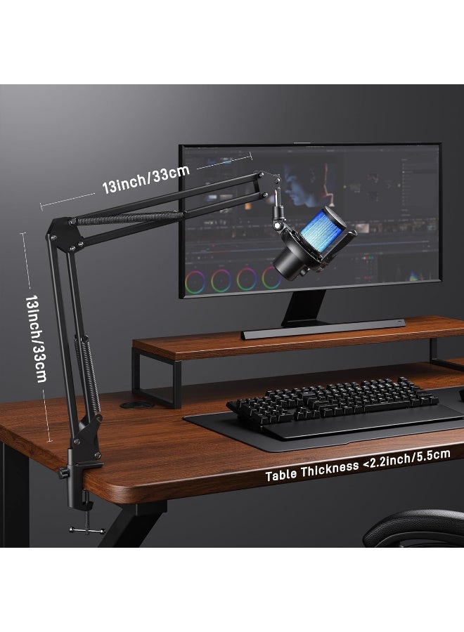 ماونو BA20 Microphone Suspension Boom Scissor Arm Stand Black - Image 4